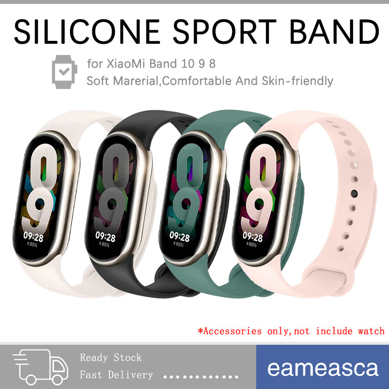 ซิลิโคนนุ่มกีฬาสายคล้องคอ for Mi Band 10 9 8 NFC เปลี่ยนสร้อยข้อมือยางสมาร์ทนาฬิกา for Xiaomi Mi Band 10 9 8