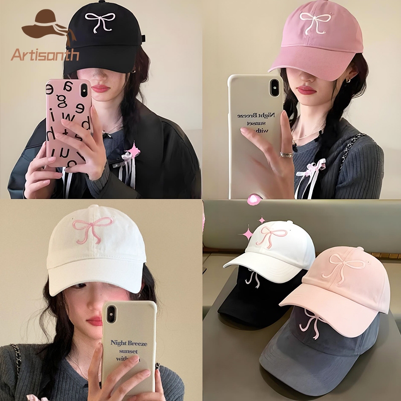 ส่งเร็ว💥หมวกเบสบอลปักลายโบว์แฟชั่นเกาหลีสไตล์ลำลองสําหรับผู้หญิงเข้ากับทุกการแต่งกาย-COD.Artisanth