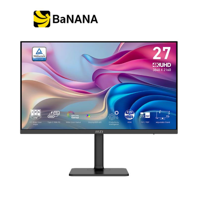 จอมอนิเตอร์ MSI MODERN MD272UPHG (IPS 4K 60Hz Adaptive-Sync USB-C 98W) by Banana IT