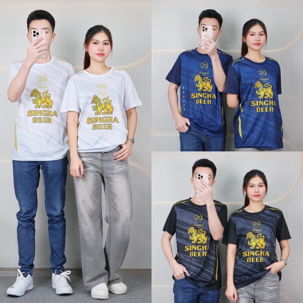 เสื้อบอล เสื้อคอกลม แขนสั้น m-3xl พิมพ์ลายสิงห์เบียร์ ผ้าไมโคร เนื้อผ้านิ่มเย็น ใส่ได้ทั้งชายและหญิง t259#