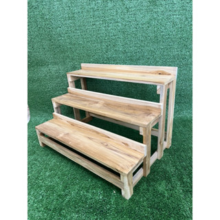 ชั้นวางของ3ชั้นแบบพับไม่ได้ทำจากไม้สักแท้