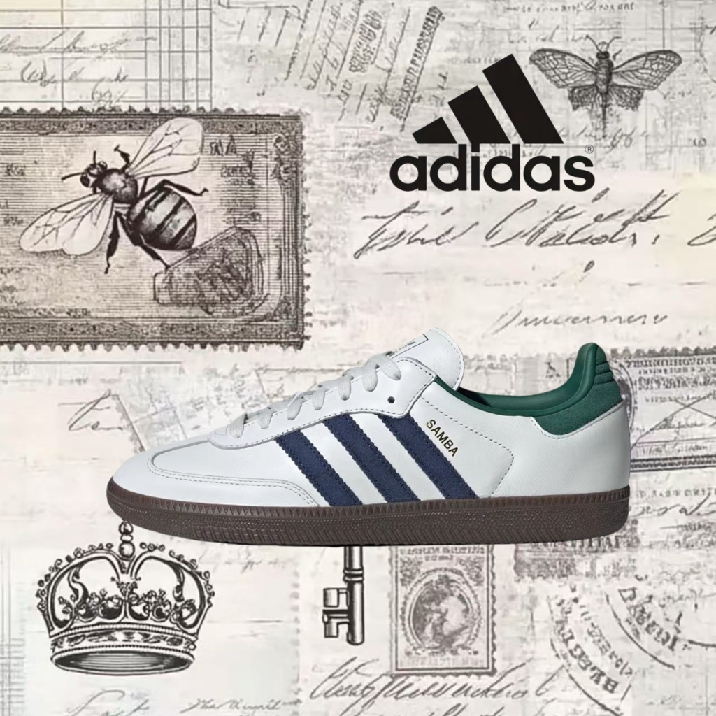 🎉（ของแท้ 100 %）adidas originals Samba OG IH4882 White/Green/brown