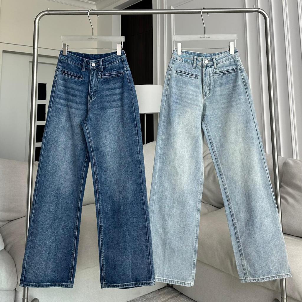 PTJ30185 กางเกงยีนส์ขายาวปักหลังPROMTHONG