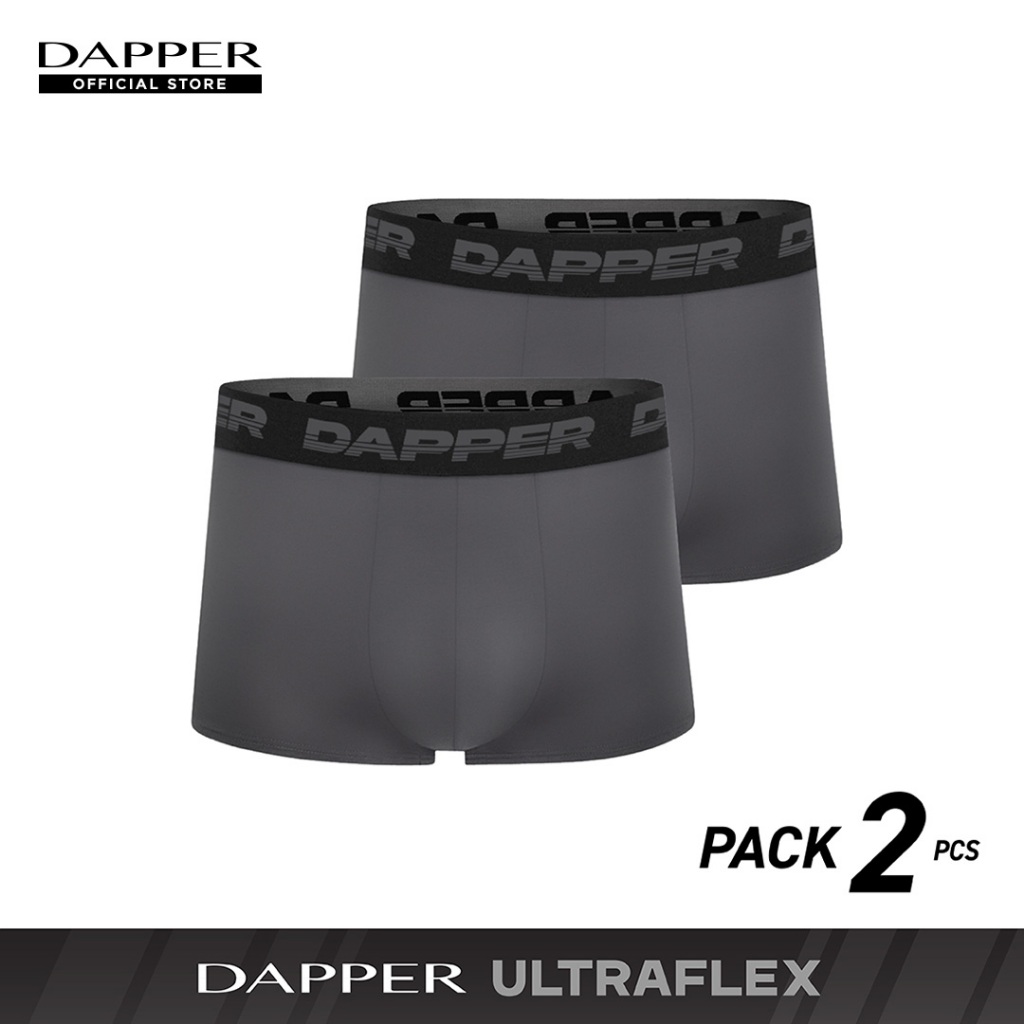 DAPPER แพ็ค 2 ชิ้น กางเกงชั้นในชาย Dapper Ultraflex ทรง Trunks สีเทา (UB2/GY/015E)