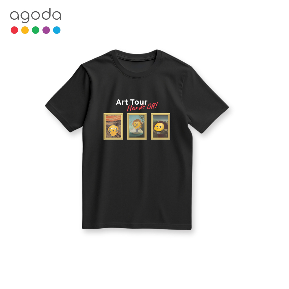 Agoda Look Don’t Touch Graphic T-Shirt S-XL เสื้อยืดลายกวน ผ้าฝ้าย 100% ใส่เที่ยวพิพิธภัณฑ์ วันชิลๆ 
