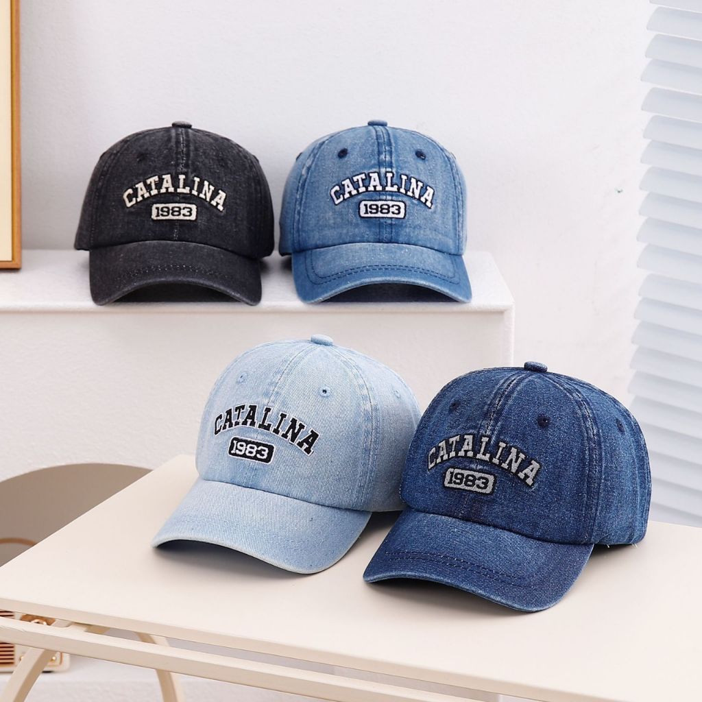 089# หมวกแก๊ปเด็กผ้ายีนส์งานปักตัวอักษร(CATALINA-1983)ใส่ได้ทั้งหญิงและชายกันแดดได้ดีแฟชั่นมาใหม่
