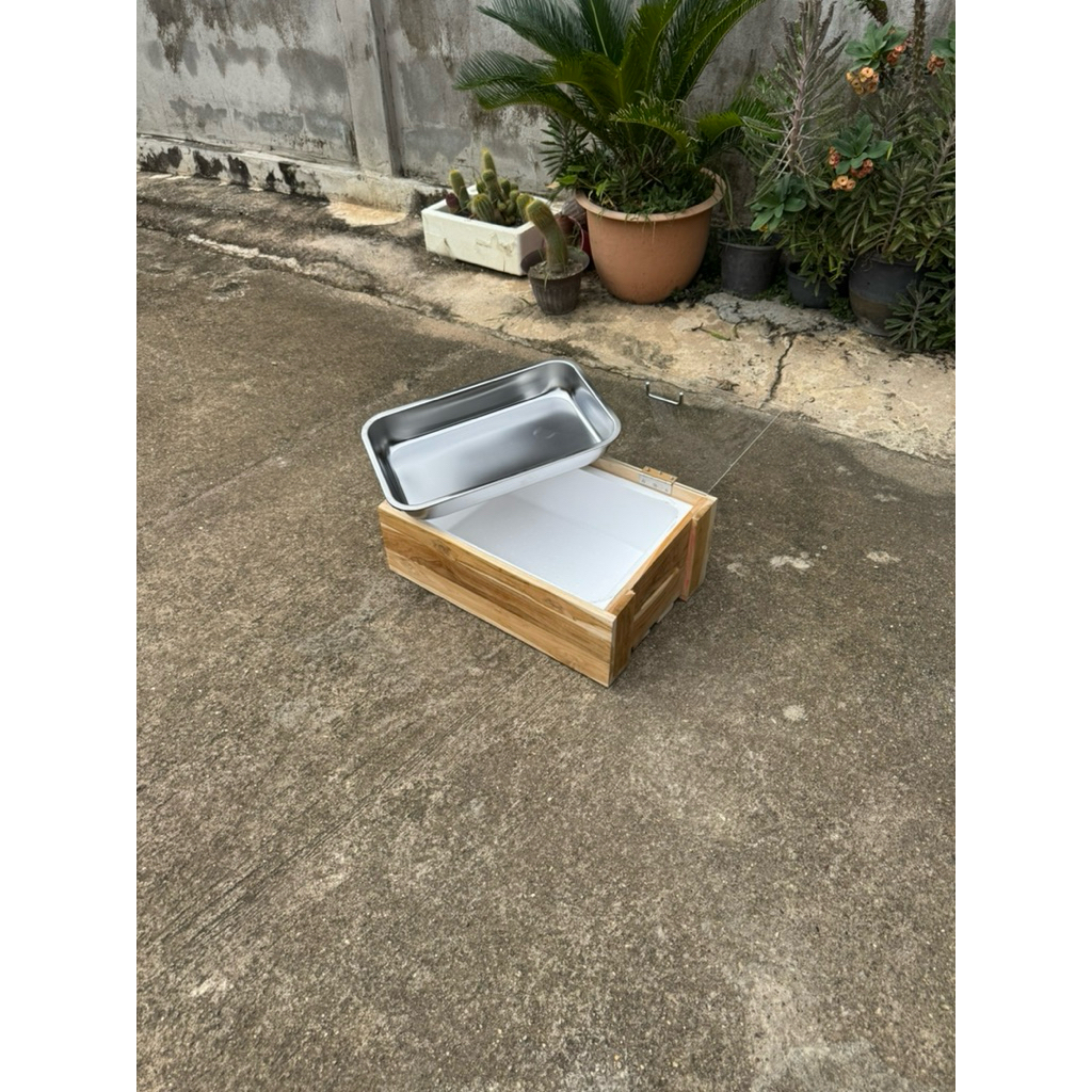 กระบะ1ช่องโชว์อาหารพร้อมถาดมีลังโฟมใส่น้ำแข็งเก็บความเย็นฝาปิดอะคริลิคใส(กระบะ1ช่อง) - รูปที่ 2