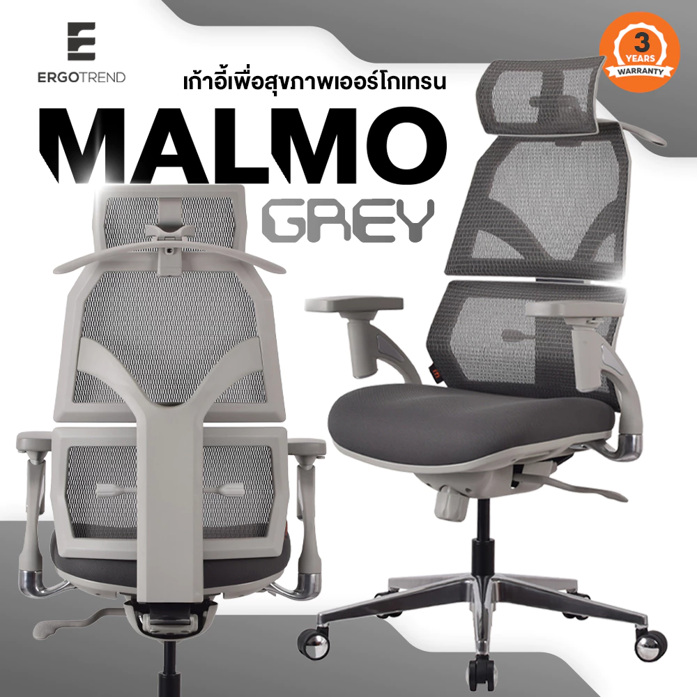 Ergotrend เก้าอี้เพื่อสุขภาพเออร์โกเทรน รุ่น Malmo - เทา
