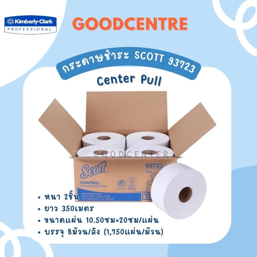 กระดาษชำระ Scott Centerpull หนา2ชั้น ความยาว 350เมตร 8ม้วน/ลัง 93723