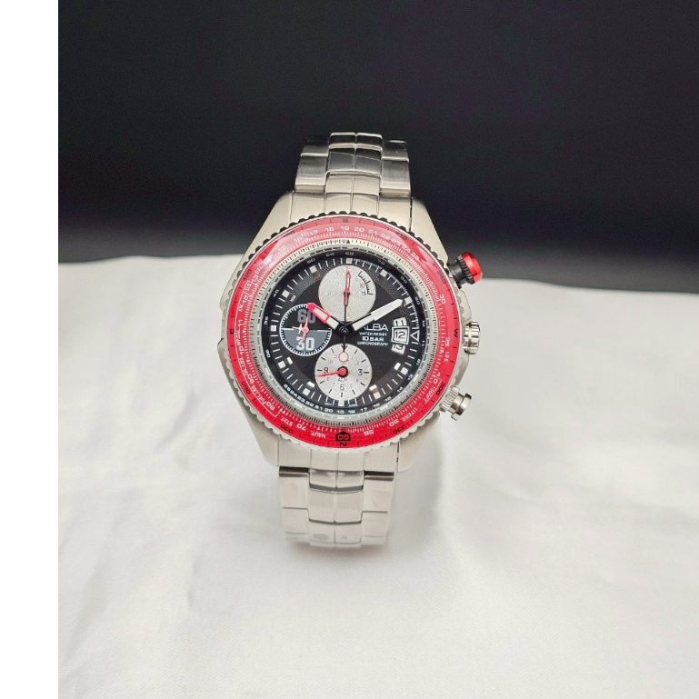 ALBA Japan  รุ่น AF3F02X1 นาฬิกาผู้ชาย ระบบควอตซ์ จับเวลา แสดงวันที่