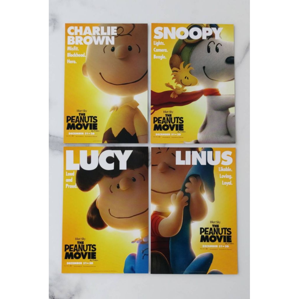 Postcard สนูปี้ แอนด์ ชาร์ลี บราวน์ เดอะ พีนัทส์ มูฟวี่" (The Peanuts Movie) 1set มี4แบบ ของแท้ลิขสิ