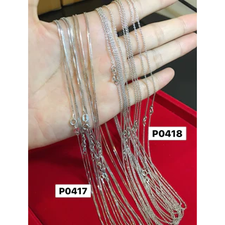 สร้อยคอเงินแท้92.5% ลาย Box อิตาลี ชุบทองคำขาว เส้นจิ๋ว ยาว 16-24 นิ้ว(สร้อยงานอิตาลี) : P0417