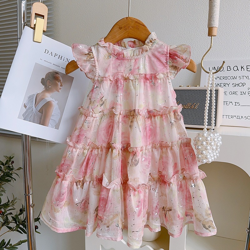 jqk ชุดเดรสกระโปรงเด็กผู้หญิง น่ารักๆ (สีชมพู) รุ่น LL082