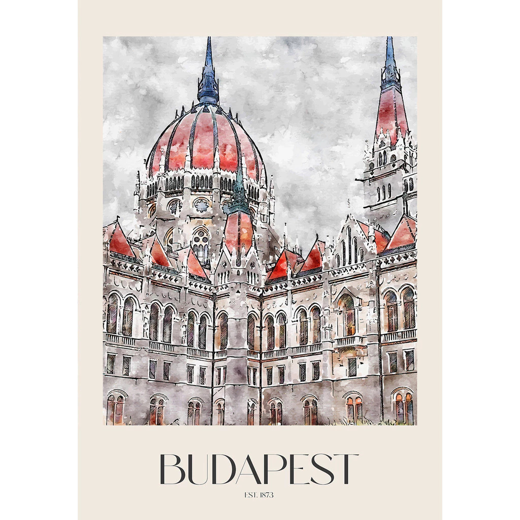 (พร้อมส่งจากไทย ภาพรวมกรอบ) ภาพวาดสีน้ำ อิตาลี ฝรั่งเศส ยุโรป สหราชอาณาจักร ตกแต่งห้อง - รูปที่ 7