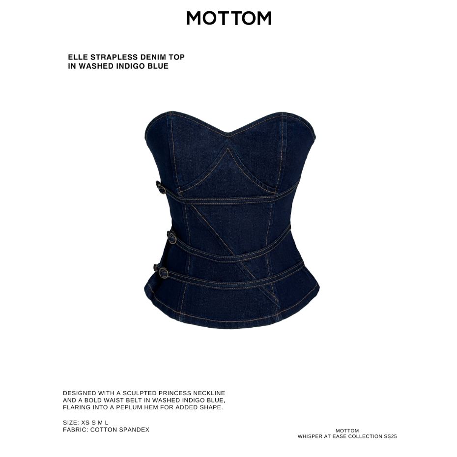 MOTTOM - ELLE Strapless Buckle Denim Top