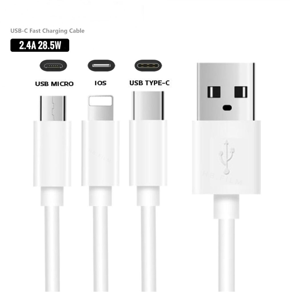 สายชาร์จเร็ว USB to IPhone / USB to Type C / USB to Mirco / รองรับ PD / สายชาร์จ Android รองรับ 2.4A 28W