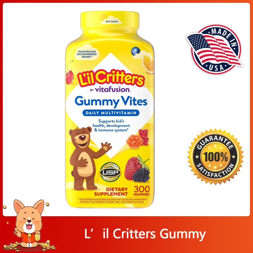 (Exp.09/2026)L’il Critters Gummy Vites Daily Multivitamin 300 GUMMIES วิตามินรวมเด็ก 300 เยลลี่ รสผลไม้รวม