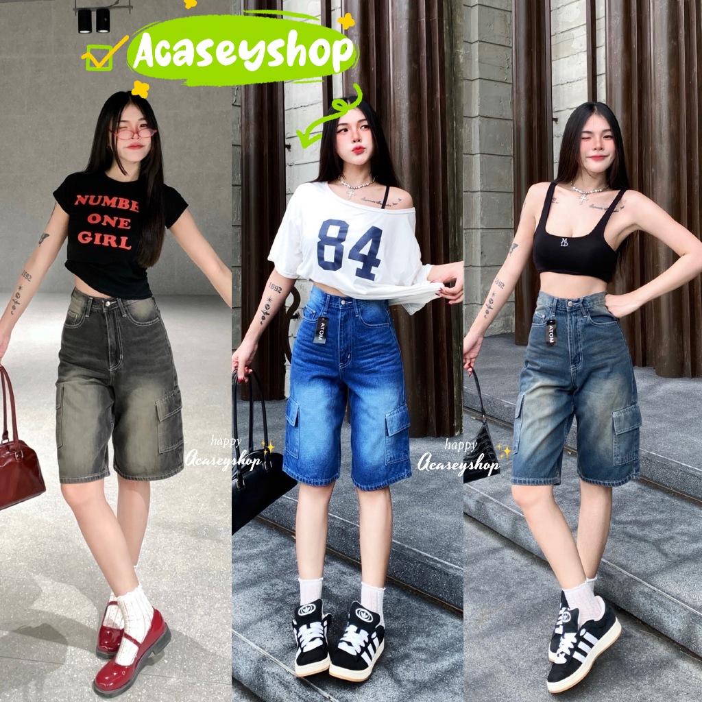 Acasey กางเกงขายีนส์ผู้หญิง ขาสั้น 5ส่วน คาร์โก้ ผ้าดีมาก สีใหม่สวยมาก 5ส่วนคาร์โก้ AT – โปรปัง