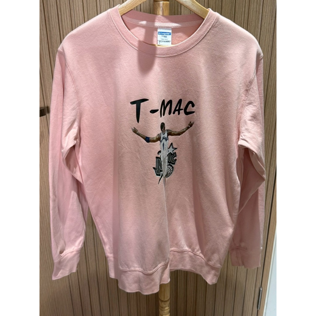 เสื้อสเวตเตอร์สีชมพูอ่อน ลายหน้าอก T-MAC (Tracy McGrady)