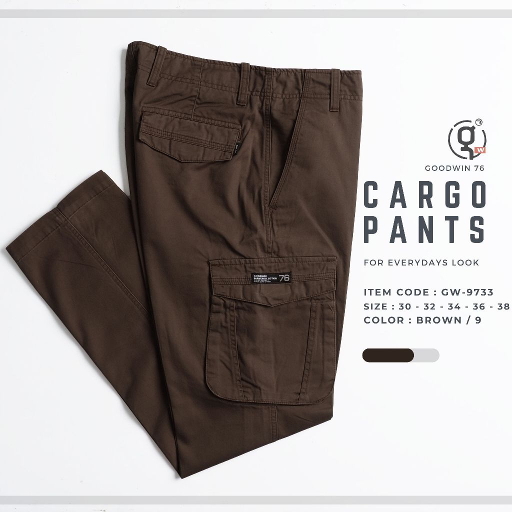GOODWIN – 9733 CARGO PANTS กางเกงคาร์โก้ขายาวผู้ชาย ผ้าคอตต้อน สีพื้น ราคา ถูกที่สุด ดีลบีเคเค แกลเลอรีภาพที่ 9