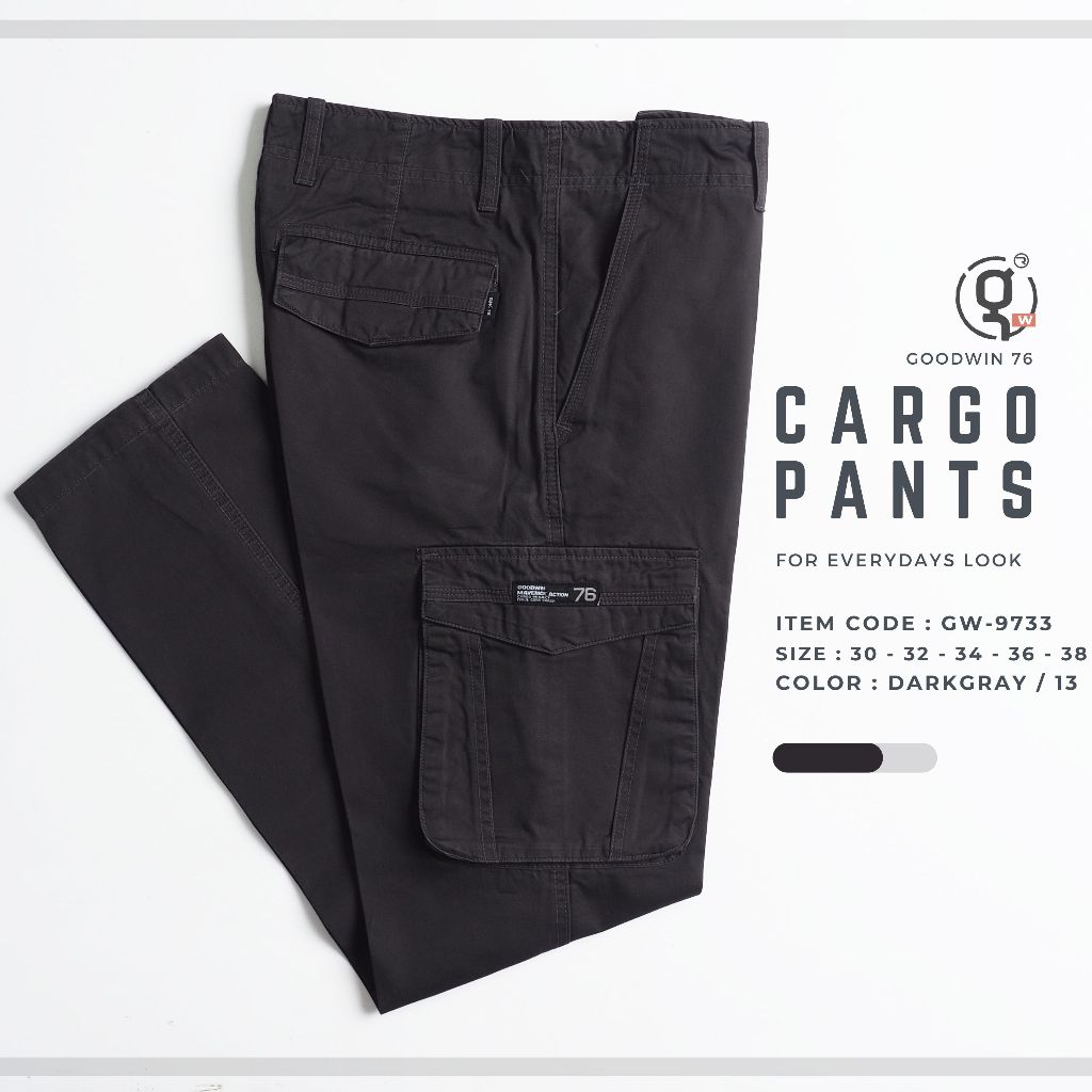 GOODWIN – 9733 CARGO PANTS กางเกงคาร์โก้ขายาวผู้ชาย ผ้าคอตต้อน สีพื้น ราคา ถูกที่สุด ดีลบีเคเค แกลเลอรีภาพที่ 8
