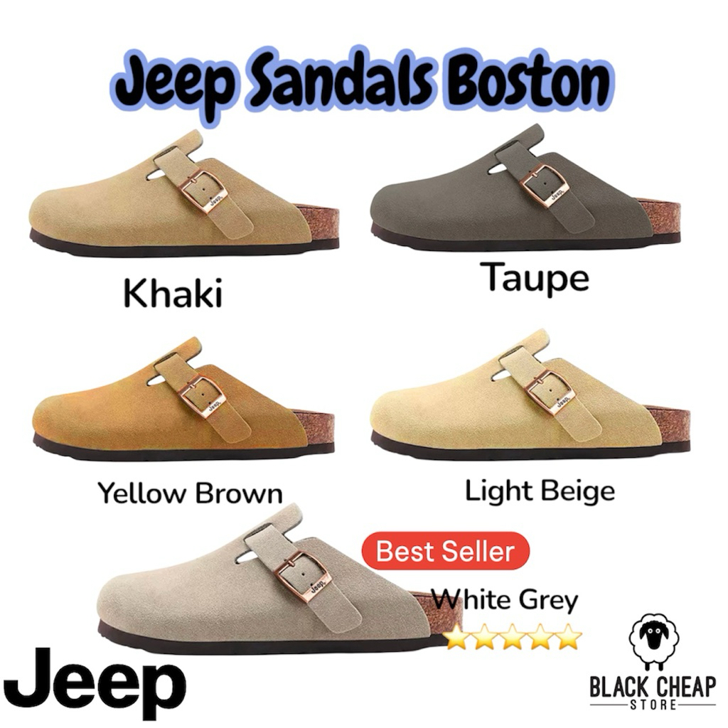 พร้อมส่ง (ของแท้ 100%) JEEP Boston หนังกลับ รองเท้าแตะ