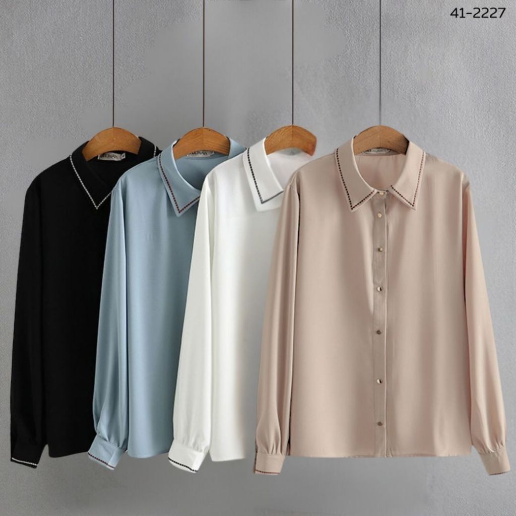 41-2227 เสื้อเชิ้ตไซส์ใหญ่แขนยาวผ้าอิตาลี อก 44 -52 นิ้ว
