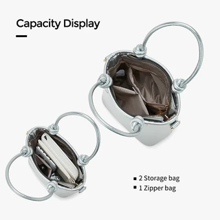 NAWOELITE Mini Bag กระเป๋าถือสะพายข้างหนังแท้ PU สไตล์ย้อนยุคสีน้ำตาลสำหรับฤดูร้อน/Crossbody Bags/กระเป๋า