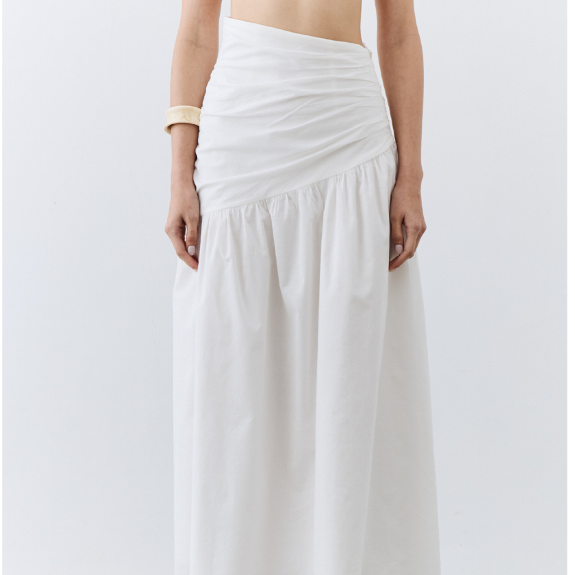 AOPxDAO - Asymmetrical Gathered Skirt กระโปรงเอวปีน กระโปรงผ้ามัสลิน กระโปรงเก็บหุ่น