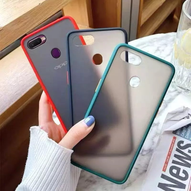 เคสขอบสีหลังด้าน สำหรับ Oppo A12 A5S F9 A7 A3S A5 A9 2020 A31 A1K A53 Reno2F Reno4 5 6 7 Reno7Z Reno8Zเคสกันกระแทก
