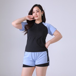 (ไซส์5XL-6XL⚡️) ชุดว่ายน้ำพลัสไซส์ แขนสั้น พร้อมกางเกงขาสั้น…
