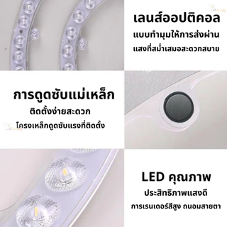 แผงไฟ LED เพดาน 3สี 28W/36W/48W/72W แผงไฟแม่เหล็ก เปลี่ยนชิปหลอดไฟ เพดานกลม แผงไฟเพดานคุณภาพสูง47