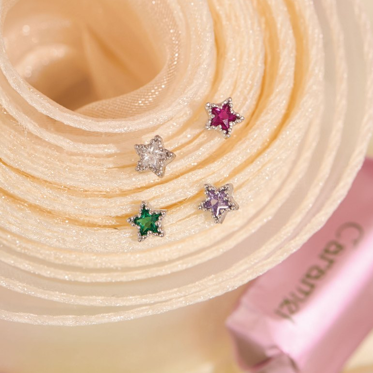 earika.earrings - tara piercing จิวเม็ดกลมรูปดาว 4 สี เงินแท้ เหมาะสำหรับคนแพ้ง่าย