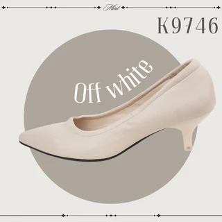 สินค้าพร้อมส่ง K9746 รองเท้าคัทชูหนังนิ่ม เย็บขอบรอบตัว ส้นแหลม1.5นิ้ว ใส่สบาย