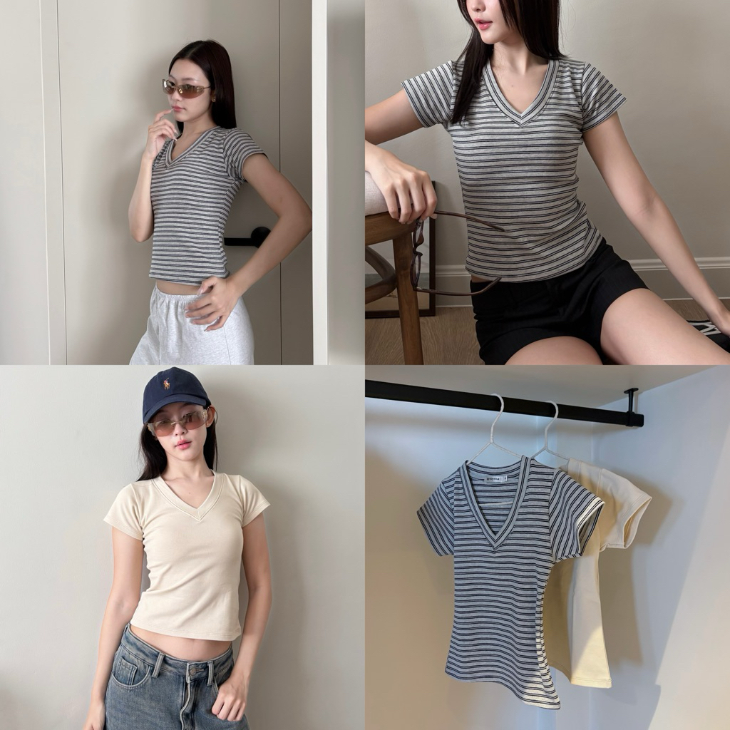 Classic V-neck tee (2colors)