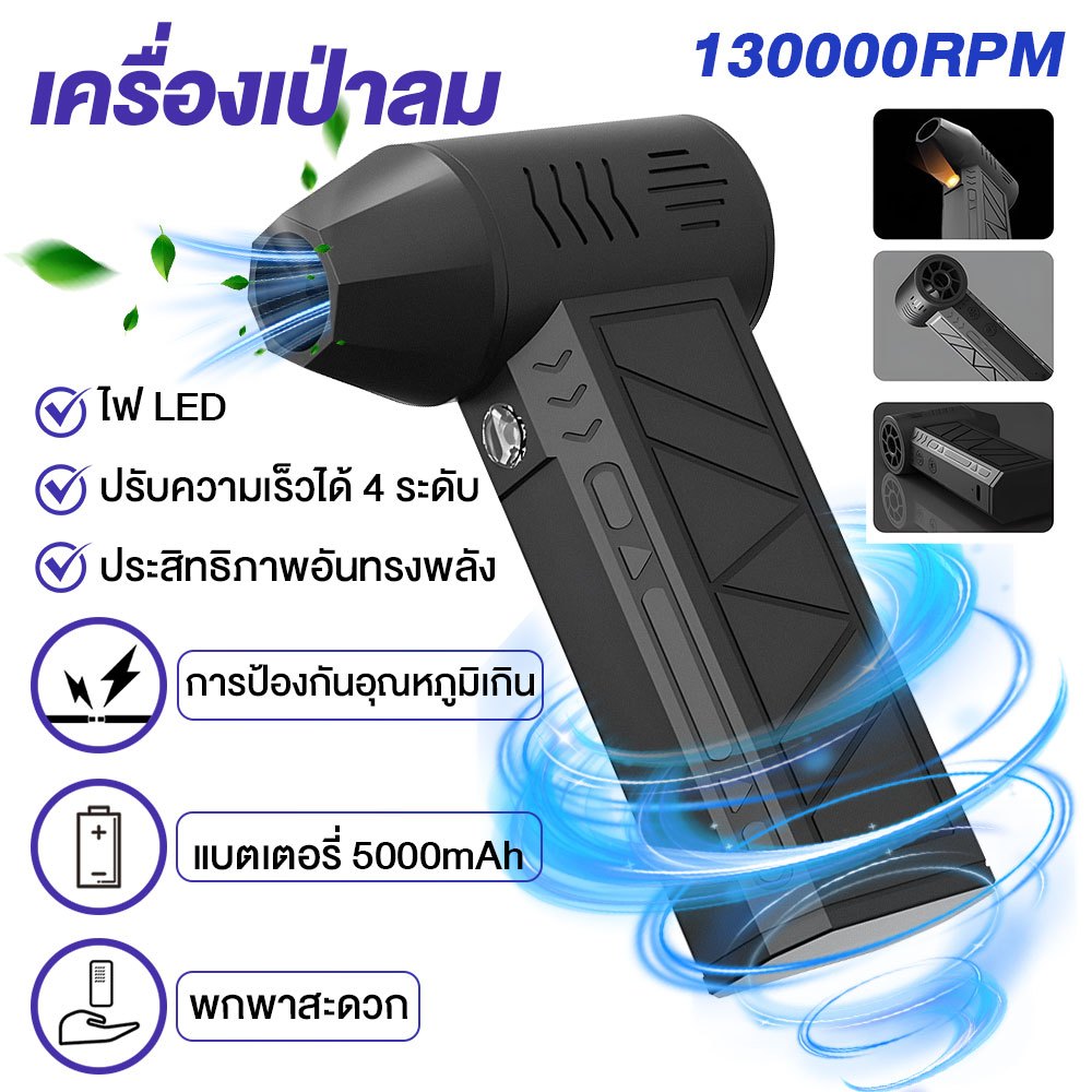 ดลมเทอร์โบเจ็ท 8000mAh JET FAN เครื่องเป่าลมไฟฟ้า 130000R RPM แบบพกพา เครื่องเป่าลมมอเตอร์เทอร์โบ ความเร็วสูง