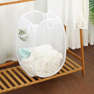 ตะกร้าผ้าพับได้ แบบตาข่ายยืดหยุ่นจุของได้เยอะ ตะกร้าผ้า ตะกร…