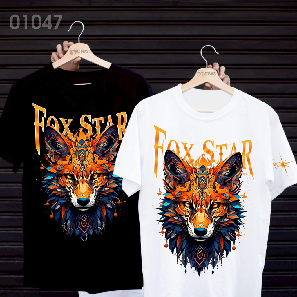 เสื้อยืดสกรีนลาย " FOX STAR " เสื้อยืดผ้า MICRO POLYESTER 100% เสื้อยืดผ้าไมโครโพลีเอสเตอร์ 100%
