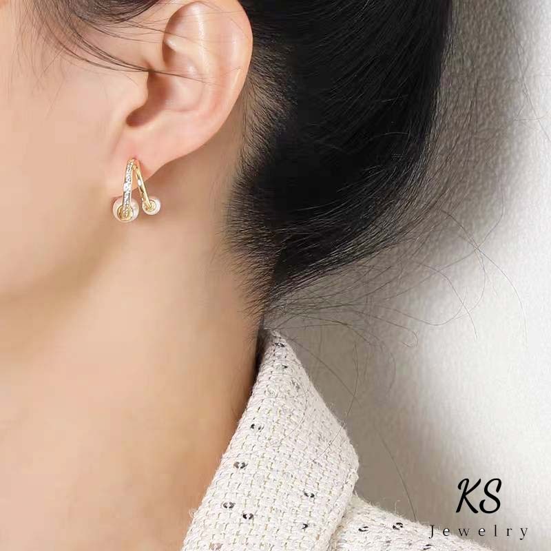 ต่างหูแฟชั่นรูปตัวCต่างหูมุก,ต่างหูเครื่องประดับสำหรับสตรี,XE00124