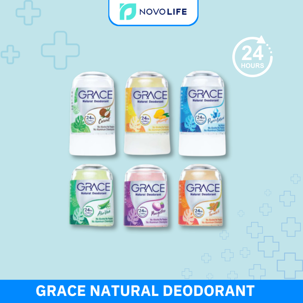 Grace Natural Deodorant เกรซ โรลออนระงับกลิ่นกายสารส้มธรรมชาติ 70g.