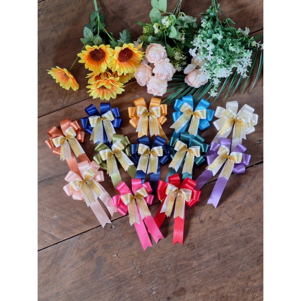 โบว์ติดถุงสังฆทาน,ชำร่วย,ของขวัญ,โบว์ผ้า10*15cm