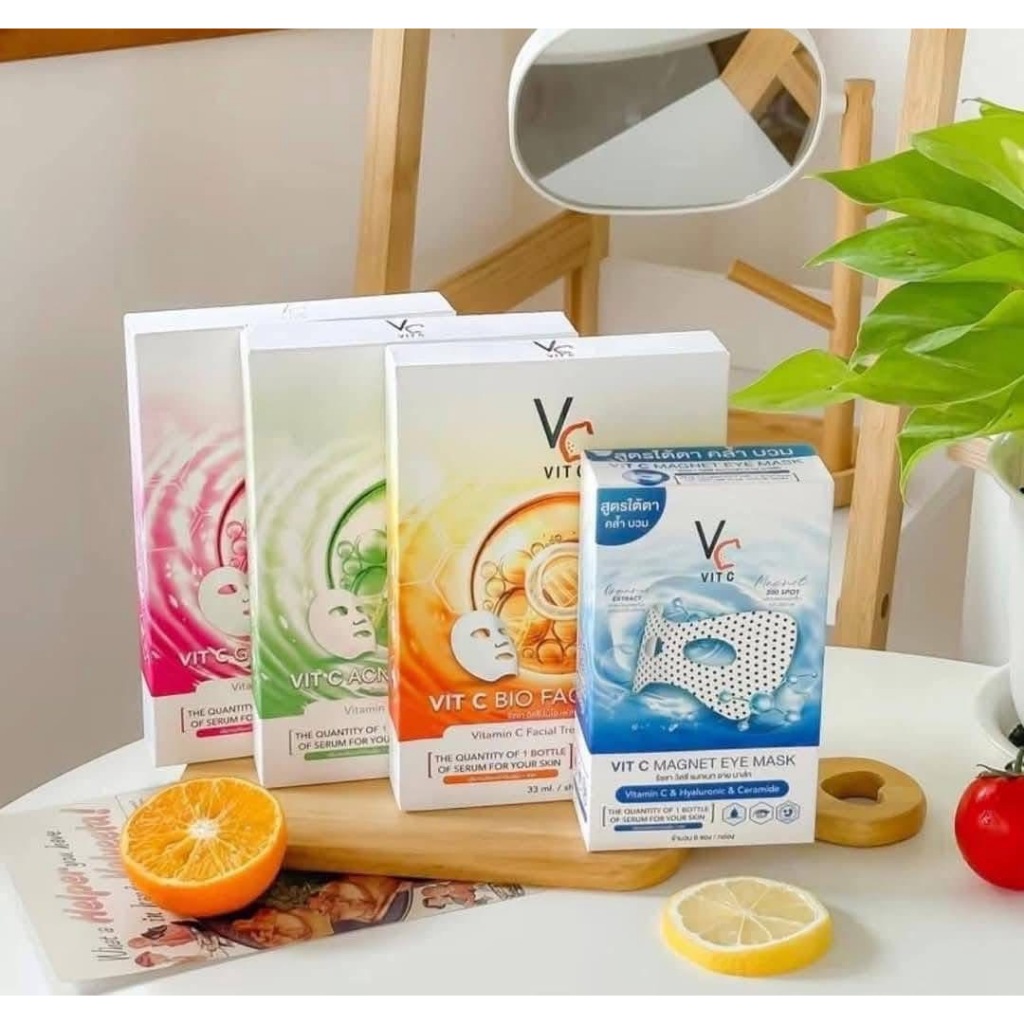 มาส์กหน้า VC น้องฉัตร Ratcha Vit c bio facial mask Mask / Vit C Glassy Facial Mask