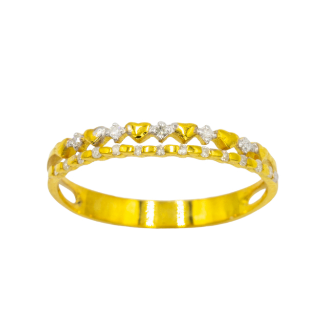 Happy Jewelry แหวนเพชรแถวหัวใจ เพชรแท้ทองแท้ 9K 37.5% SI317