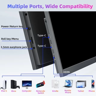 GOOJODOQ 18.5นิ้ว จอพกพา 1080p ลำโพงคู่ เคสแม่เหล็กดูด ปกป้องสายตา Portable Monitor