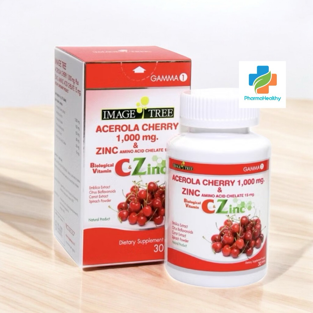 Image Tree Acerola Cherry 1,000 mg. Plus Zinc อะเซโรลาเชอร์รี่ & ซิงค์ วิตามินซีธรรมชาติและแร่ธาตุสั