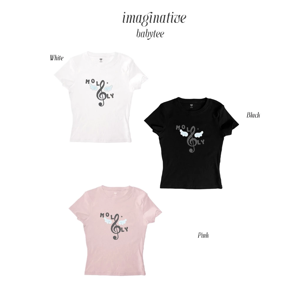 (moodymolly) เสื้อเบบี้ที babytee Slimfit รุ่น imaginative น่ารัก สีขาว offwhite