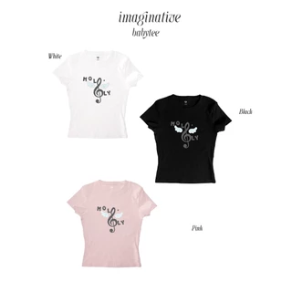 (moodymolly) เสื้อเบบี้ที babytee Slimfit รุ่น imaginative น่ารัก สีขาว offwhite