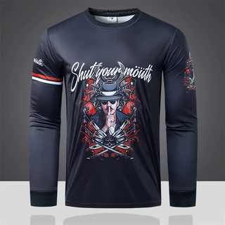 เสื้อกีฬาแขนยาวสีดํา เสี้อกีฬา เนื้อผ้าดี ซับเหงื่อ ระบายอากาศได้ดี เบาสบาย ใส่ได้ทุกกิจกรรม