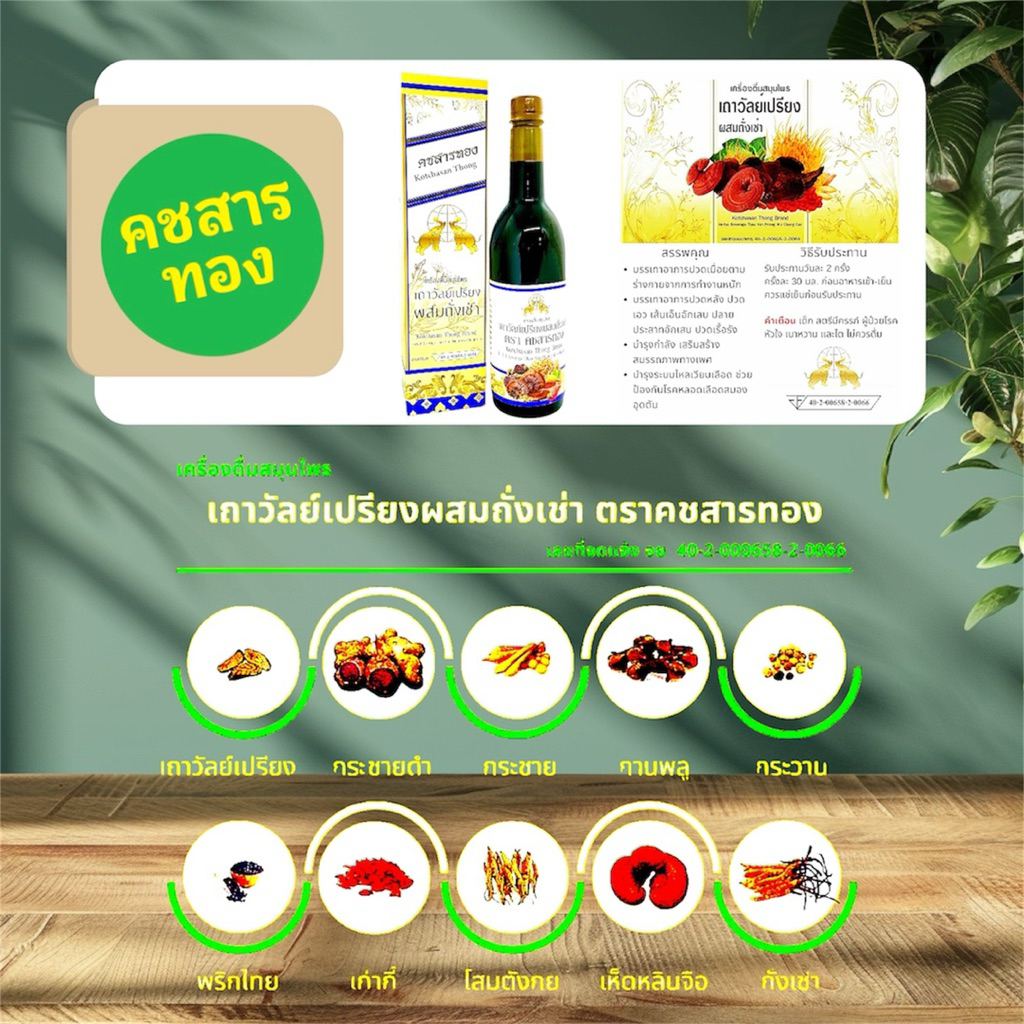 [ยกลัง สุดคุ้ม]เครื่องดื่มสมุนไพรเถาวัลย์เปรียงผสมถั่งเช่า ตราคชสารทอง (จำนวน 12 ขวด) Lot.ใหม่ล่าสุด ราคา ถูกที่สุด ดีลบีเคเค แกลเลอรีภาพที่ 2