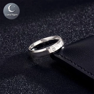 Luna Ngen แหวนเงินแท้ 925 ฝังเพชรสวิส(CZ) กว้าง 6 มิลลิเมตร แหวนคู่รัก
